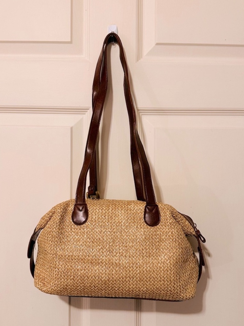 Vintage | Bag | Leather & Straw Shoulder Bag - Picture 2 of 13